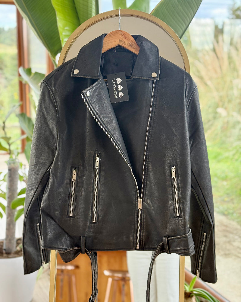 Chaqueta Biker Ecocuero Larga