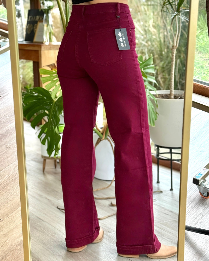 Pantalón Wide Leg Cereza