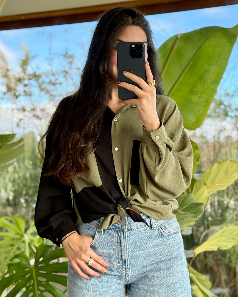 Blusa Bianca Bicolor