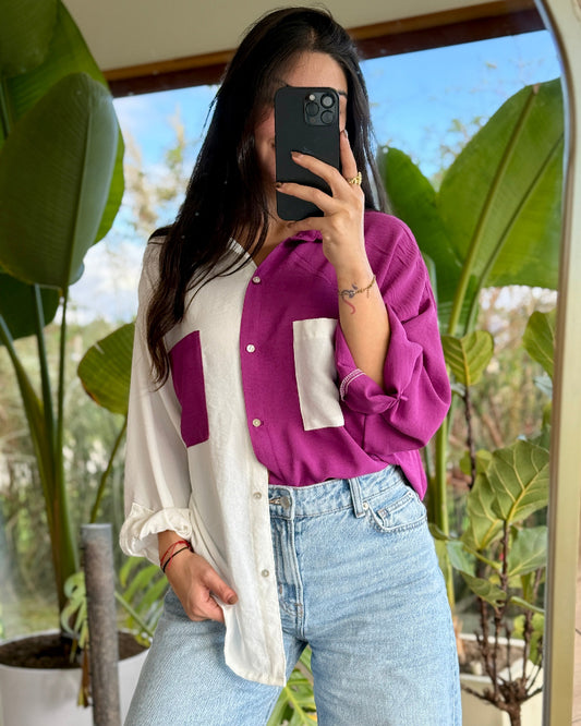 Blusa Bianca Bicolor