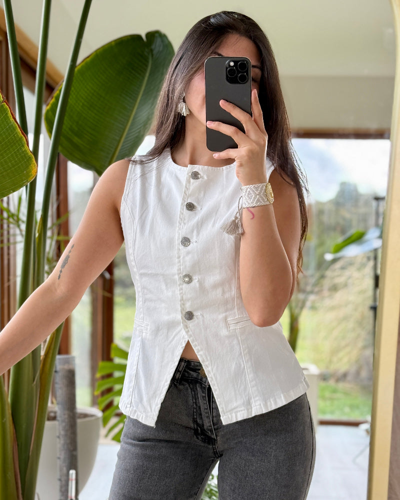 Vest Denim Blanco