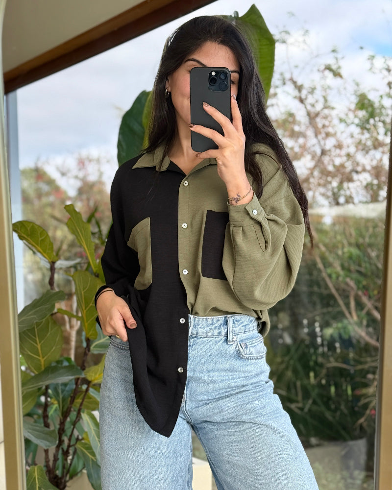 Blusa Bianca Bicolor