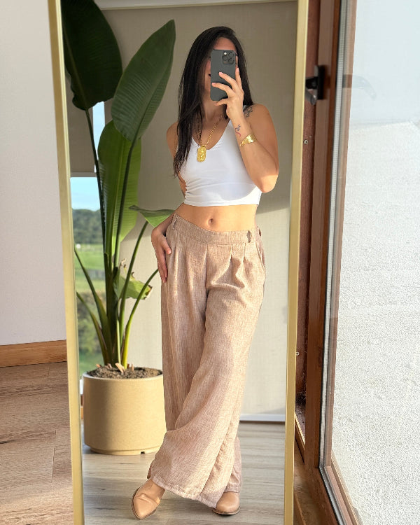 Pantalón Linen Tiro Bajo