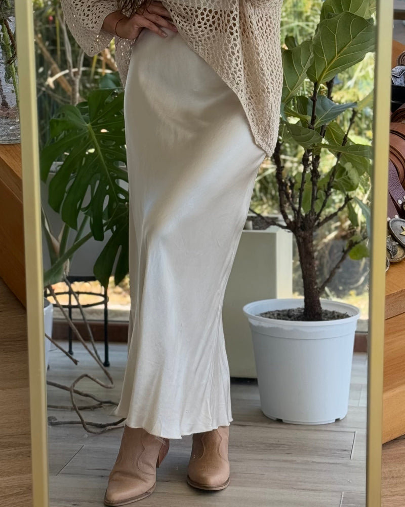 Falda Midi Satín