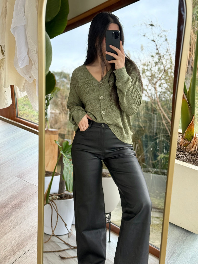 Pantalón Wide Leg Ecocuero