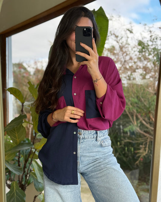 Blusa Bianca Bicolor