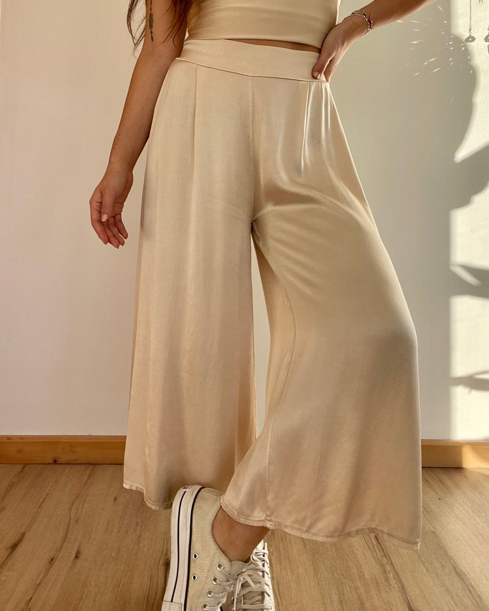 Palazzo Crop Satin