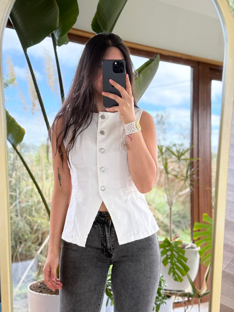 Vest Denim Blanco