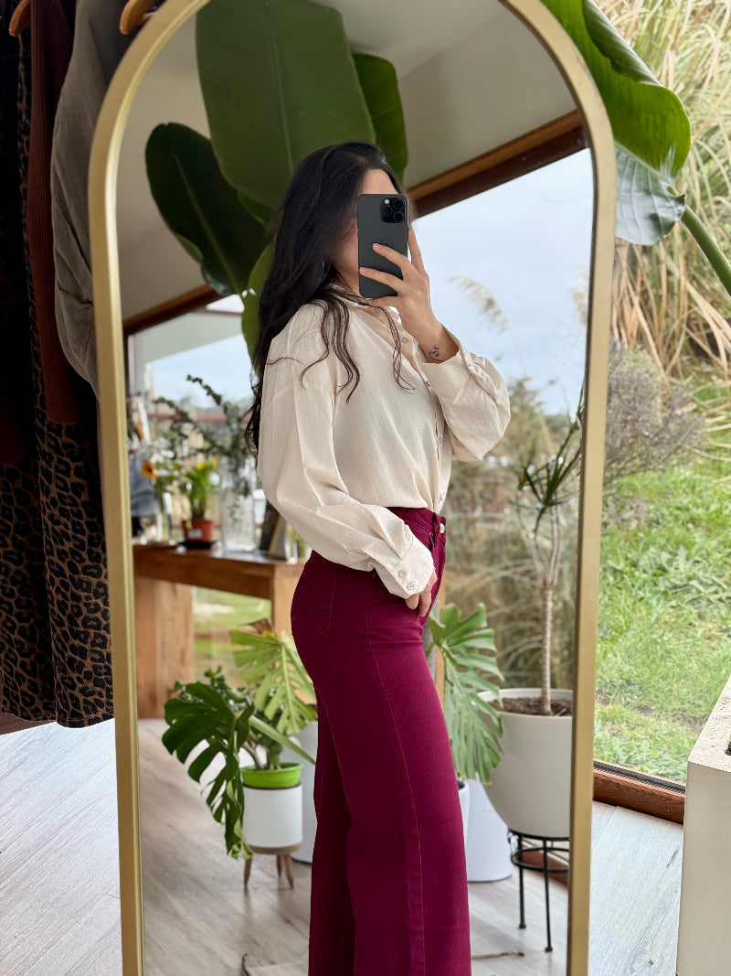 Pantalón Wide Leg Cereza