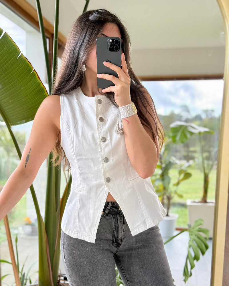 Vest Denim Blanco