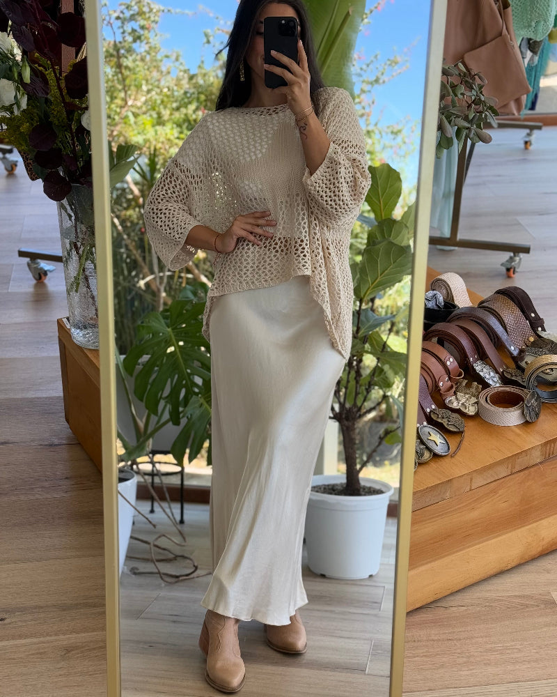 Falda Midi Satín