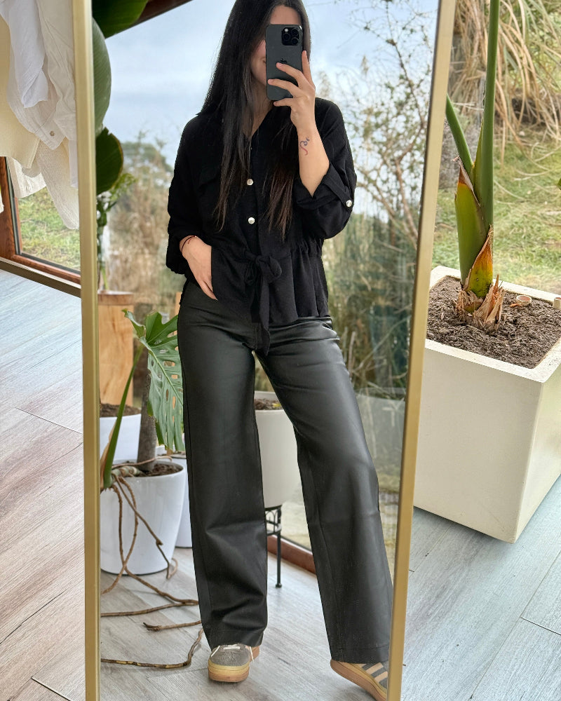 Pantalón Wide Leg Ecocuero
